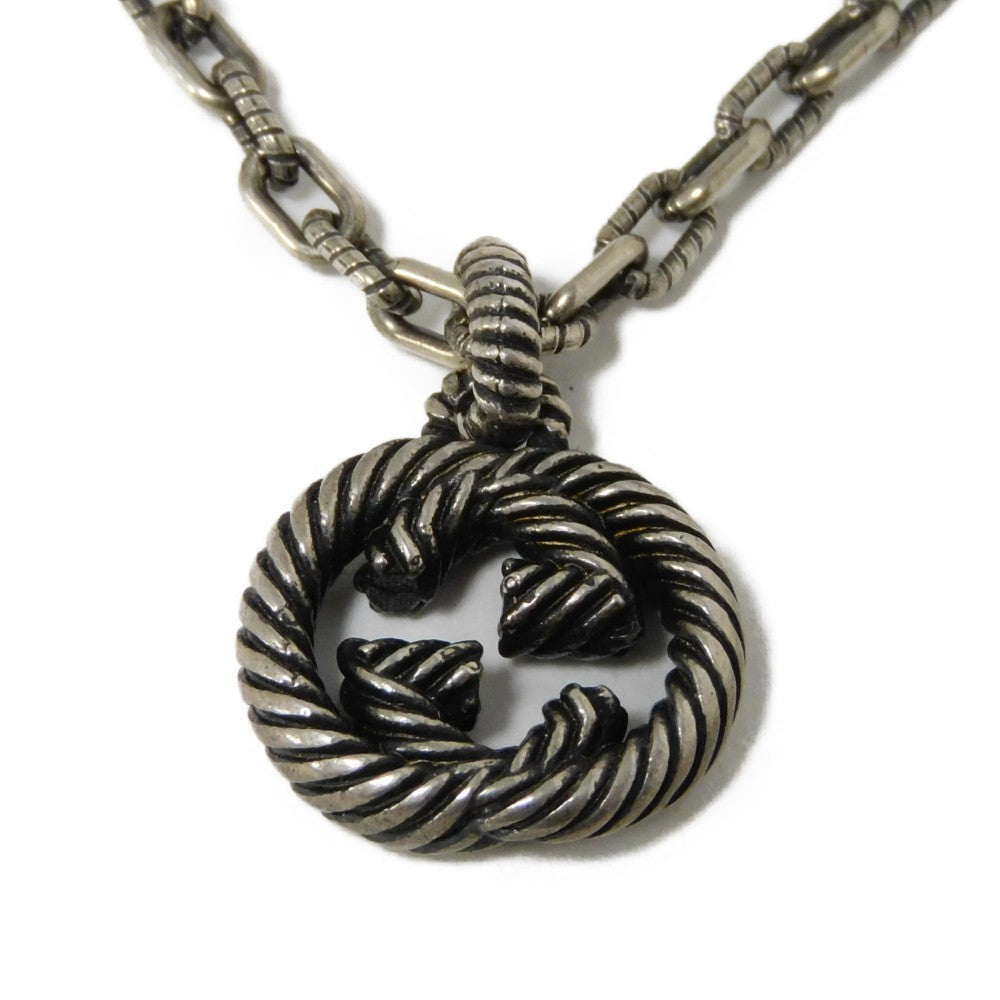 GUCCI Necklace 604155 J8400 0811 Ag925 Silver (smoked) GG logo Interlocking G Pendant mens Used