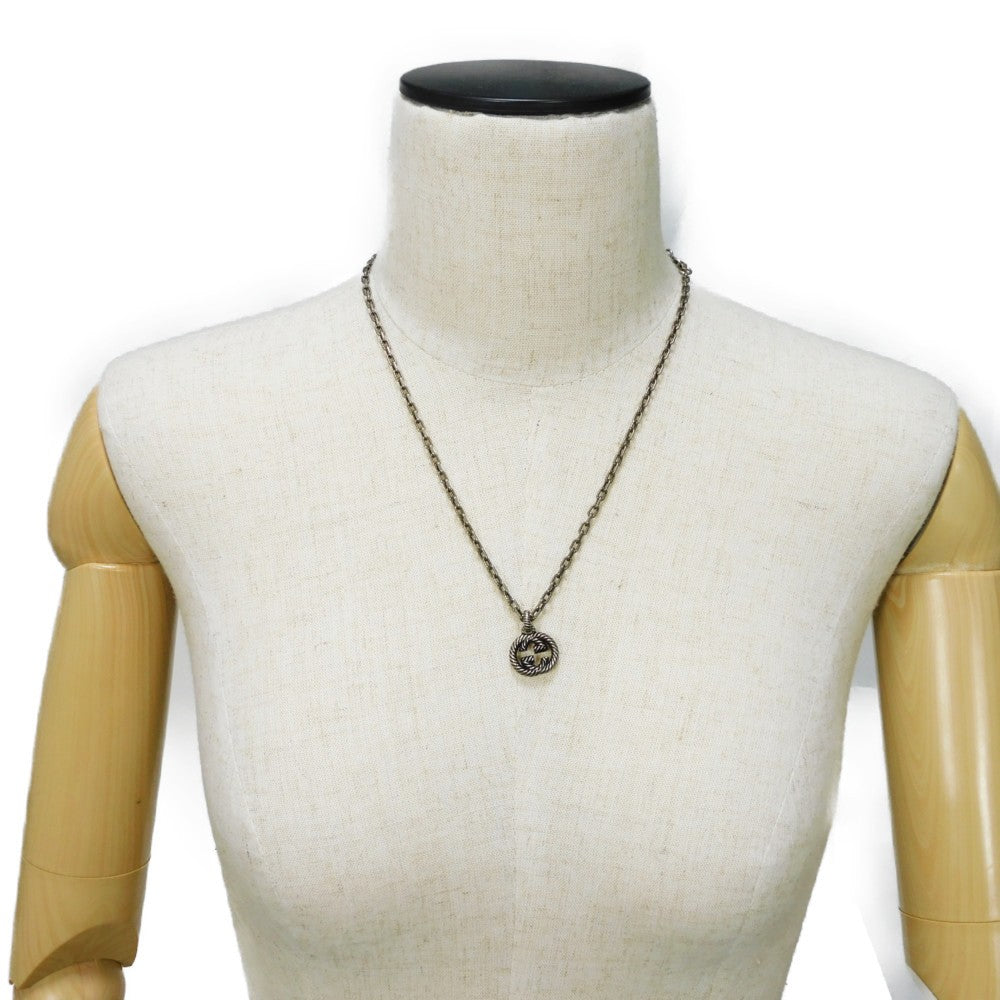 GUCCI Necklace 604155 J8400 0811 Ag925 Silver (smoked) GG logo Interlocking G Pendant mens Used