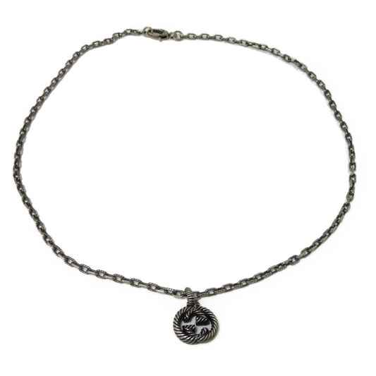 GUCCI Necklace 604155 J8400 0811 Ag925 Silver (smoked) GG logo Interlocking G Pendant mens Used