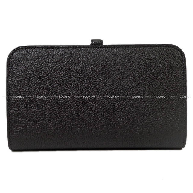 HERMES long wallet Dogon GM Noir (Black) Veau Togo Silver HW Stamp