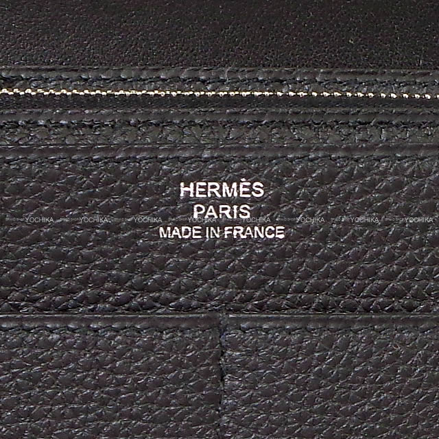 HERMES long wallet Dogon GM Noir (Black) Veau Togo Silver HW Stamp