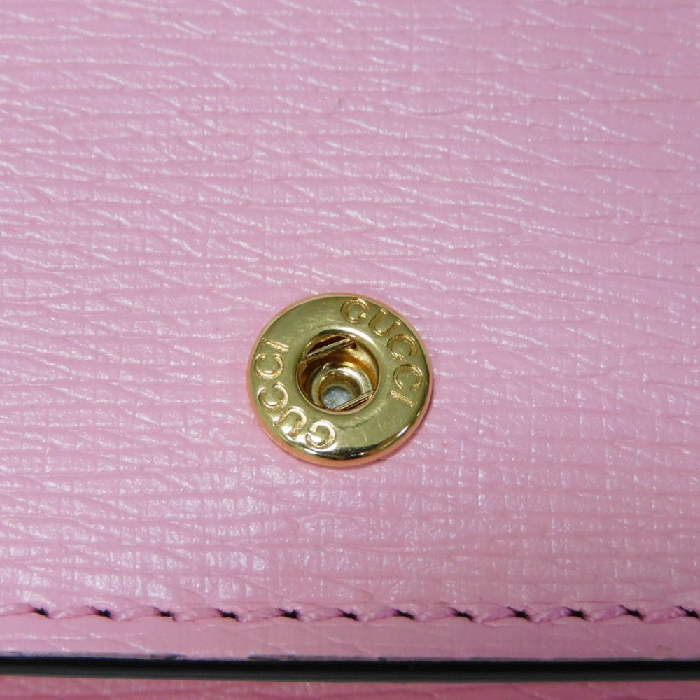 GUCCI Bifold Wallet 701009 Textured leather Light pink logo Bananya Compact Wallet Women Used