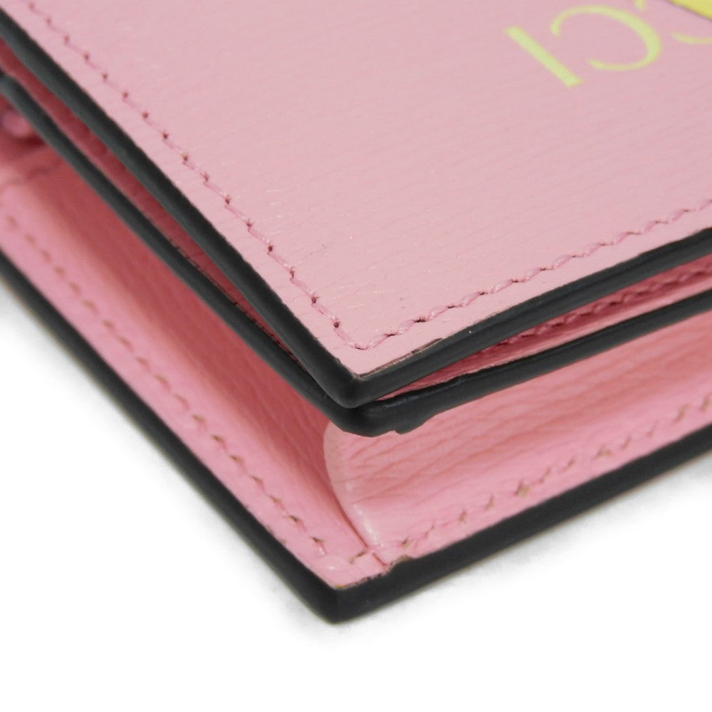 GUCCI Bifold Wallet 701009 Textured leather Light pink logo Bananya Compact Wallet Women Used
