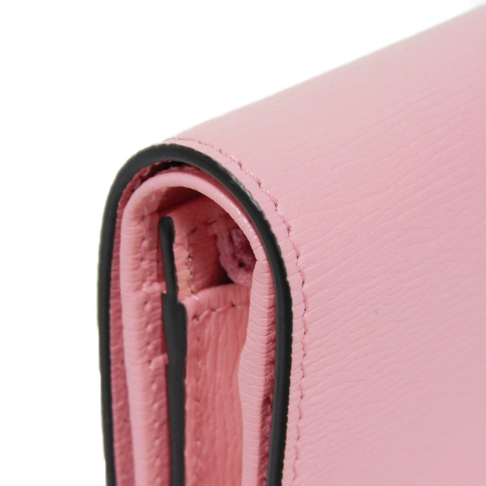 GUCCI Bifold Wallet 701009 Textured leather Light pink logo Bananya Compact Wallet Women Used