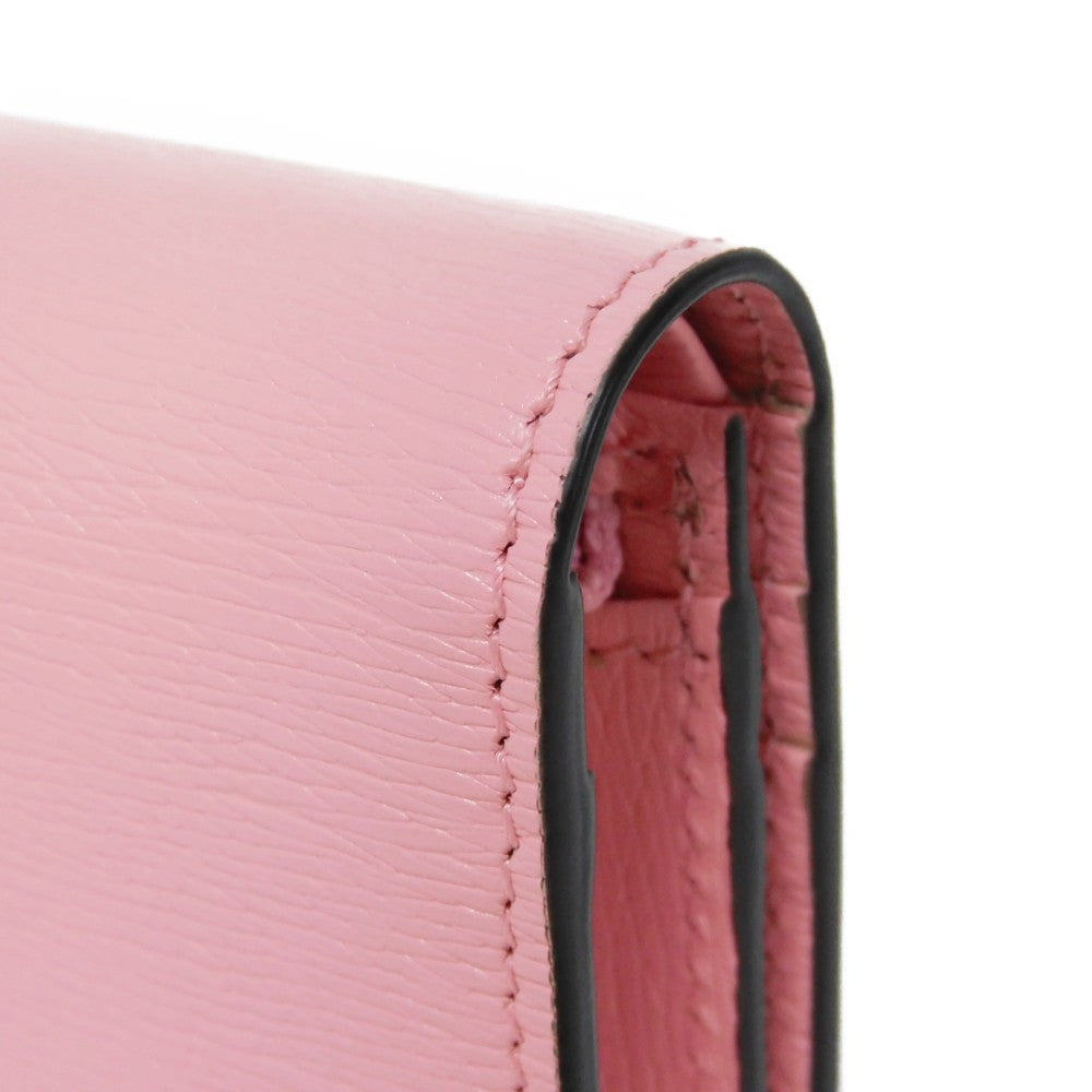 GUCCI Bifold Wallet 701009 Textured leather Light pink logo Bananya Compact Wallet Women Used