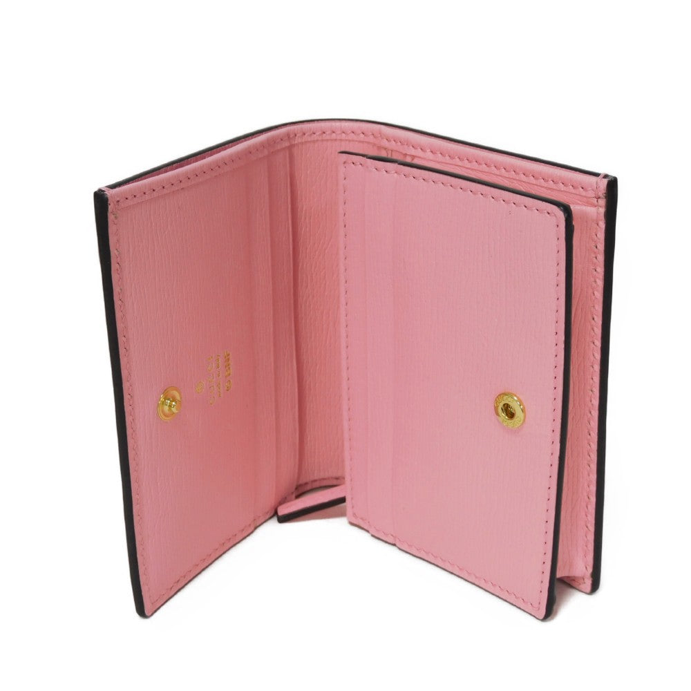 GUCCI Bifold Wallet 701009 Textured leather Light pink logo Bananya Compact Wallet Women Used