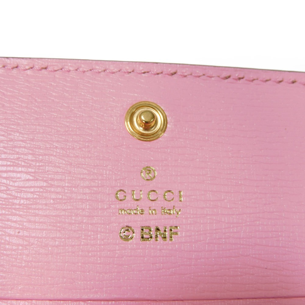 GUCCI Bifold Wallet 701009 Textured leather Light pink logo Bananya Compact Wallet Women Used