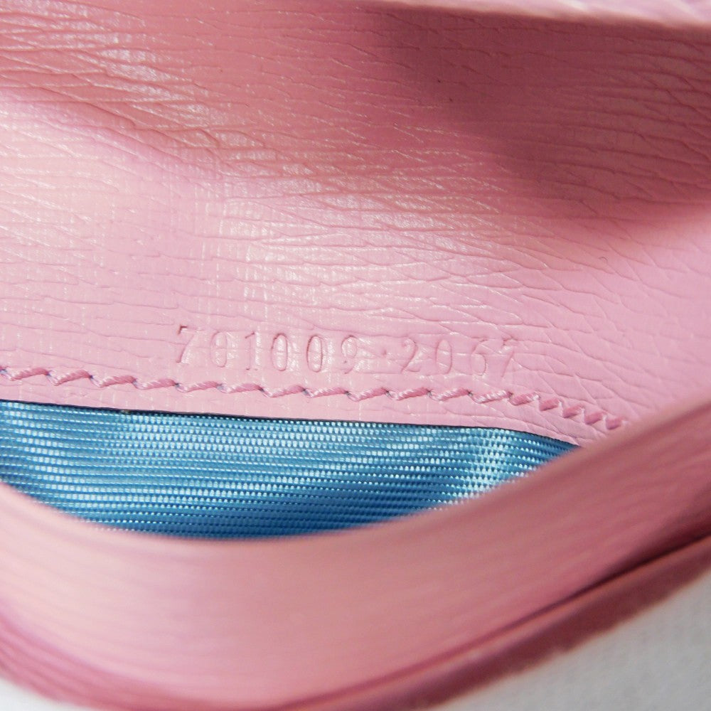 GUCCI Bifold Wallet 701009 Textured leather Light pink logo Bananya Compact Wallet Women Used