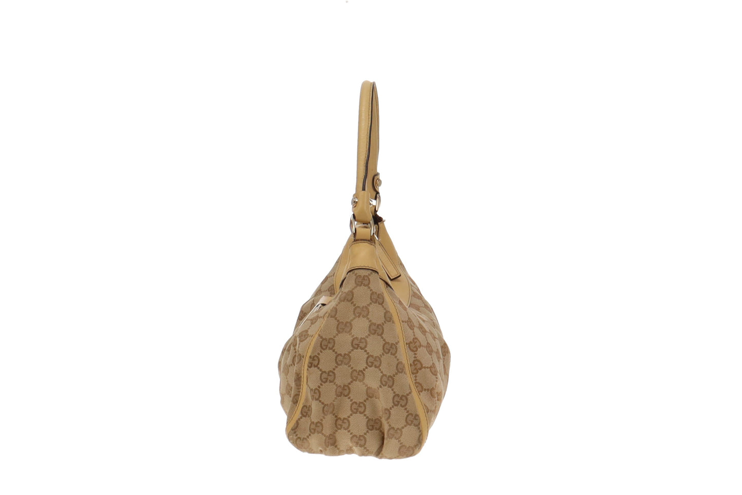 Gucci GG Canvas and Lemon Yellow Trim Abbey D Ring Shoulder Bag