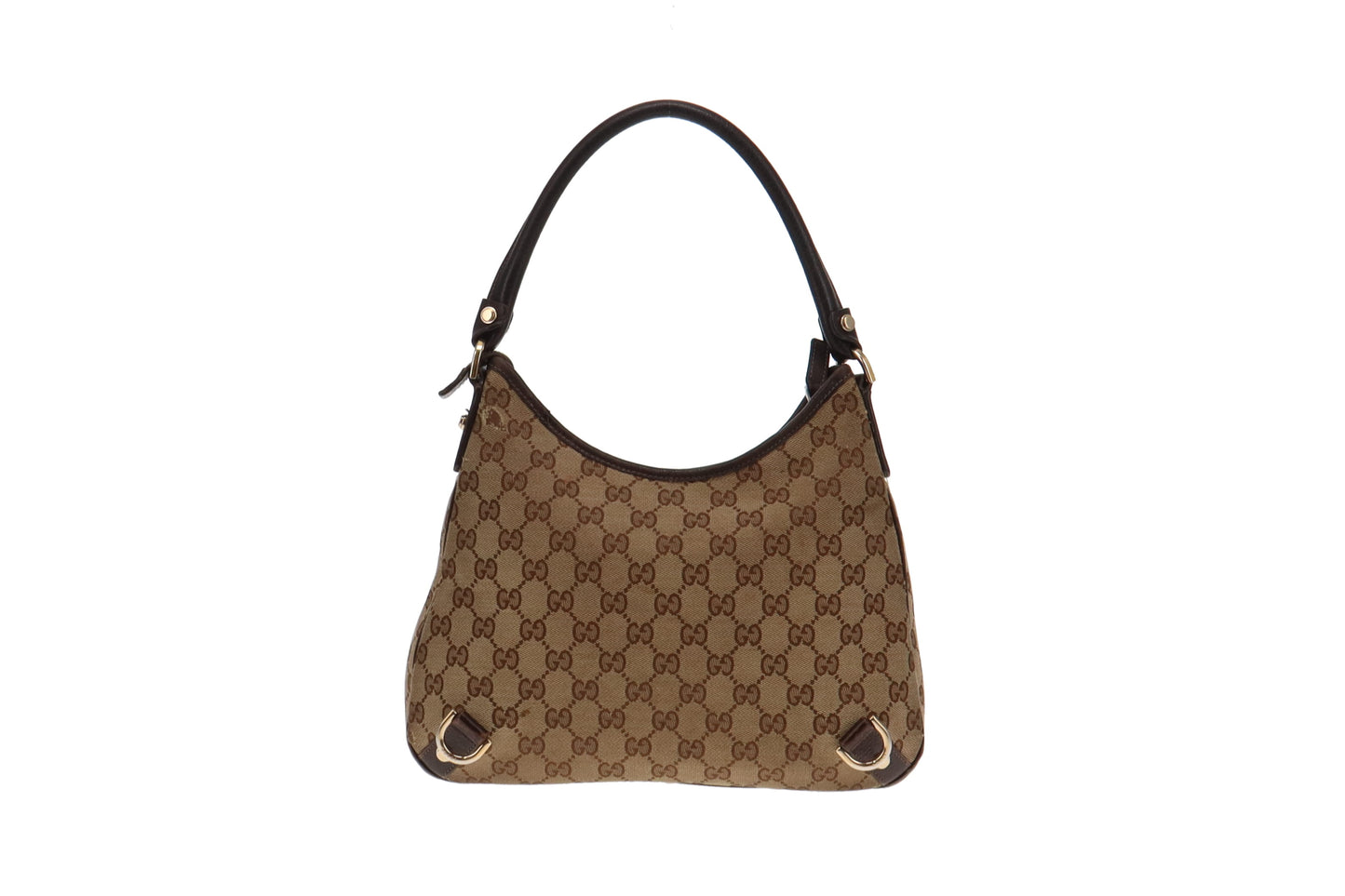 Gucci GG Canvas and Brown Leather Trim Abbey Shoulder Bag