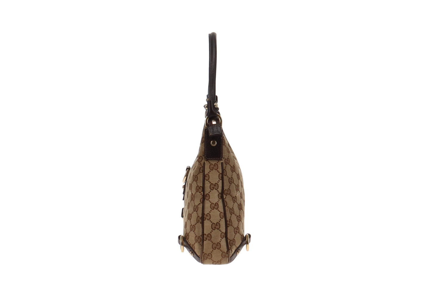 Gucci GG Canvas and Brown Leather Trim Abbey Shoulder Bag