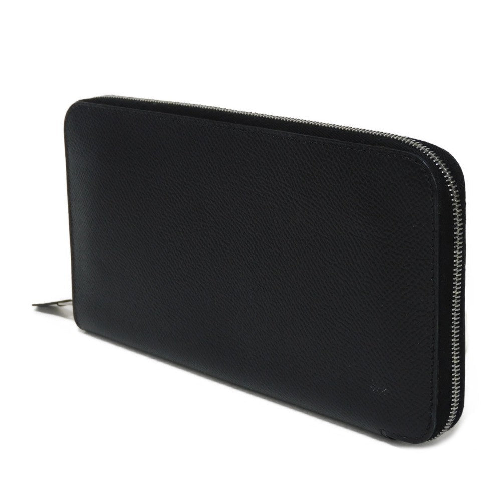 HERMES Long Wallet Purse Epsom black All leather Azap Long Classic Women(Unisex) Used