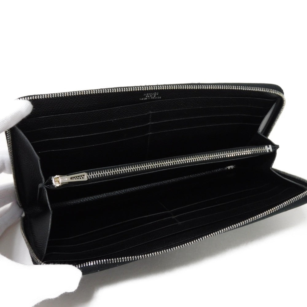 HERMES Long Wallet Purse Epsom black All leather Azap Long Classic Women(Unisex) Used