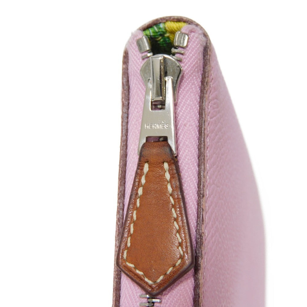 HERMES Long Wallet Purse Epsom , Barenia Mauve Sylvest x Jaune Naples Equateur Azap Long Silk Inn Women Used