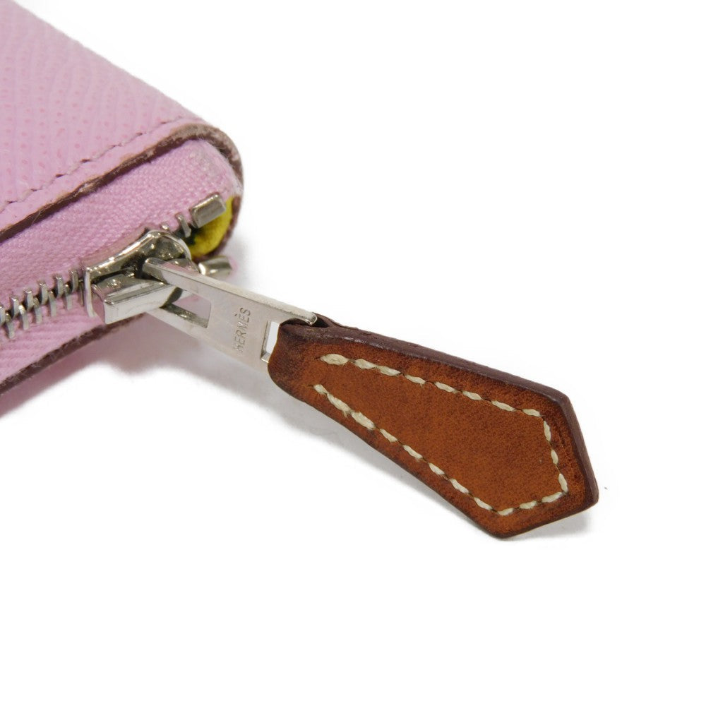 HERMES Long Wallet Purse Epsom , Barenia Mauve Sylvest x Jaune Naples Equateur Azap Long Silk Inn Women Used