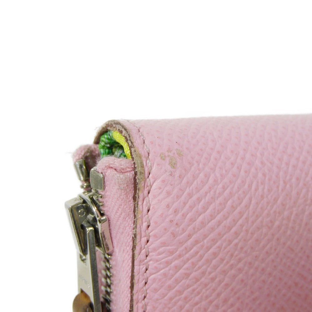 HERMES Long Wallet Purse Epsom , Barenia Mauve Sylvest x Jaune Naples Equateur Azap Long Silk Inn Women Used