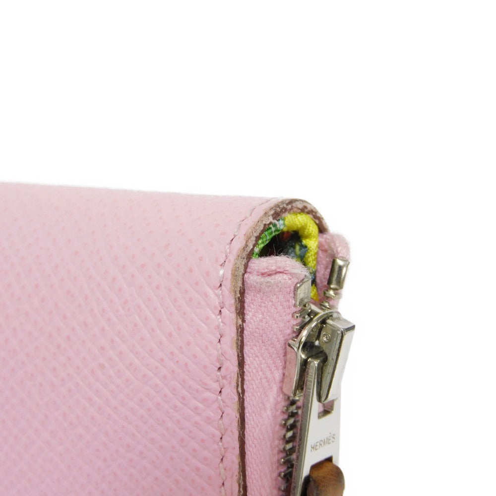 HERMES Long Wallet Purse Epsom , Barenia Mauve Sylvest x Jaune Naples Equateur Azap Long Silk Inn Women Used