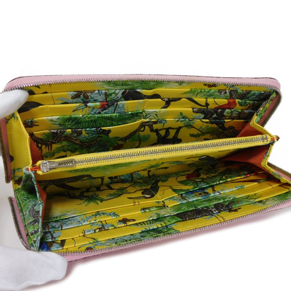 HERMES Long Wallet Purse Epsom , Barenia Mauve Sylvest x Jaune Naples Equateur Azap Long Silk Inn Women Used