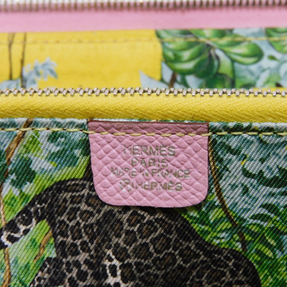 HERMES Long Wallet Purse Epsom , Barenia Mauve Sylvest x Jaune Naples Equateur Azap Long Silk Inn Women Used