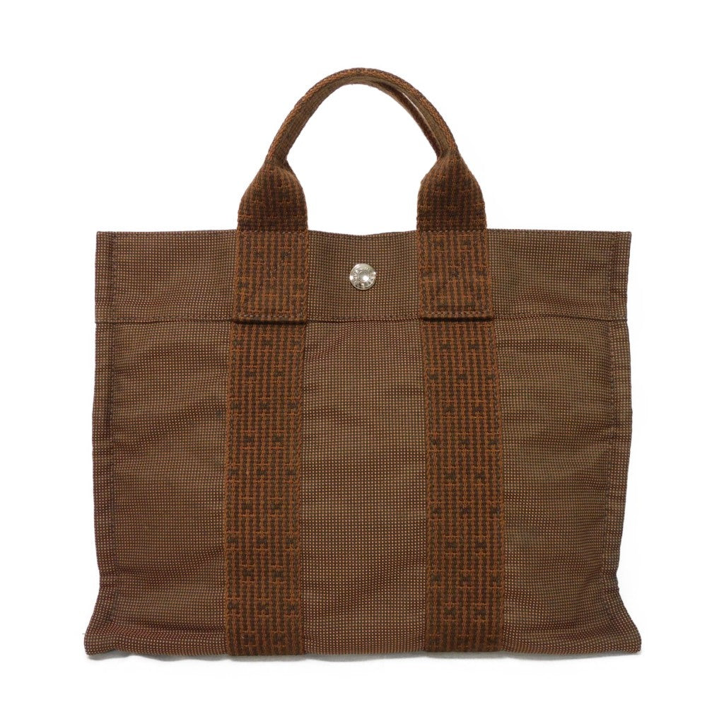 HERMES Tote Bag Nylon canvas (polyamide x polyester) Brown Serie button Her Line PM Tote mens(Unisex) Used
