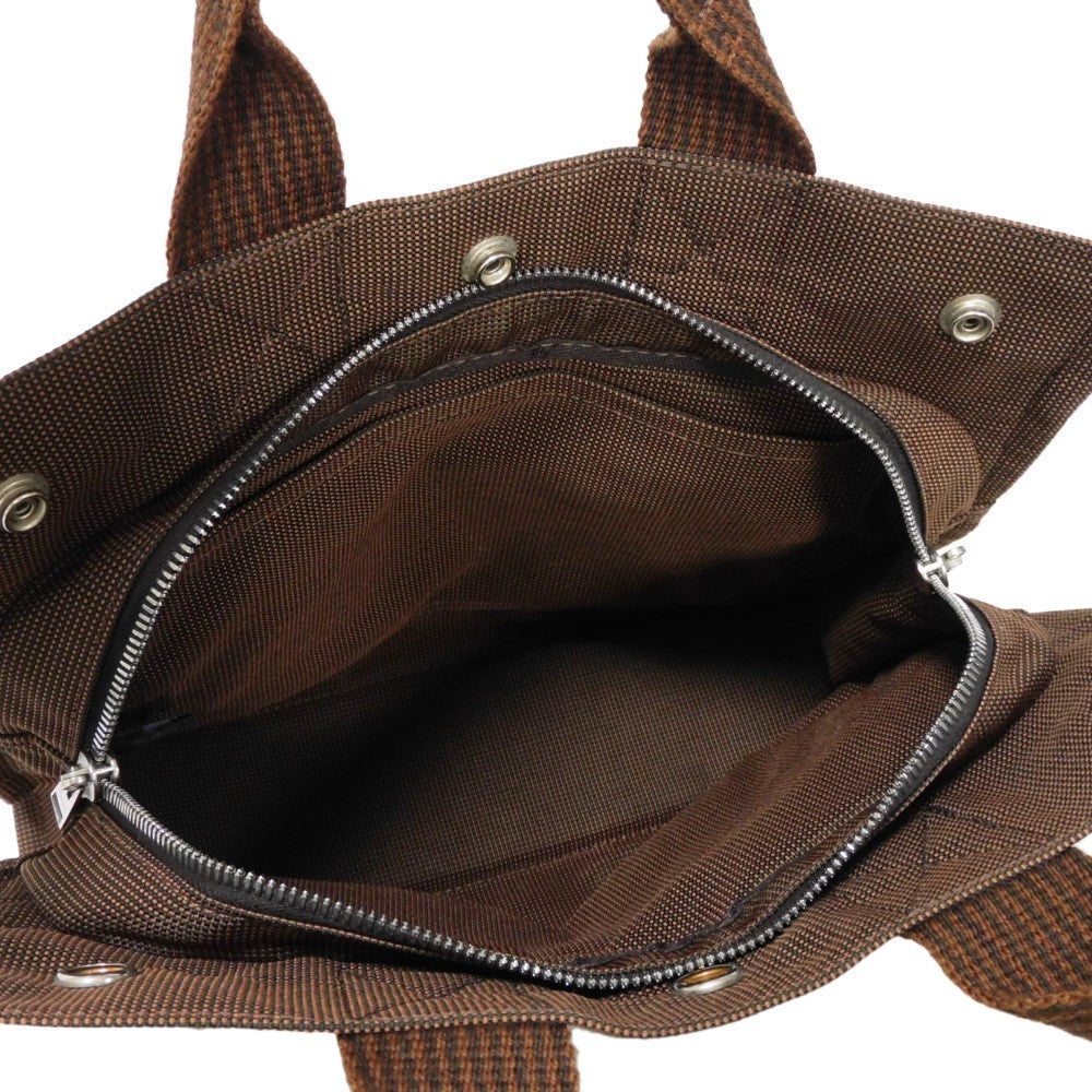 HERMES Tote Bag Nylon canvas (polyamide x polyester) Brown Serie button Her Line PM Tote mens(Unisex) Used