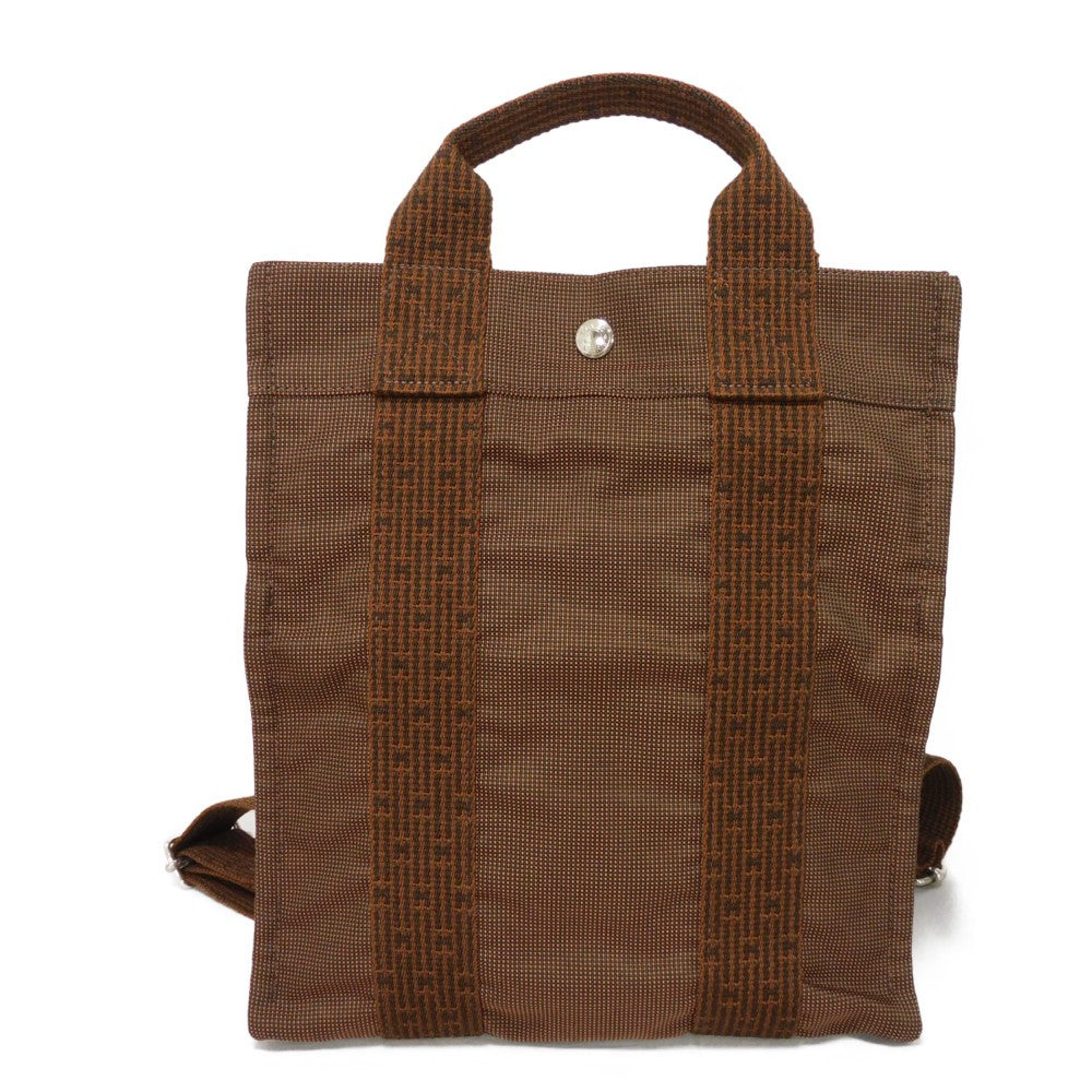 HERMES Backpack Nylon canvas (polyamide x polyester) Brown Serie button Her Line Sac Ad PM mens(Unisex) Used