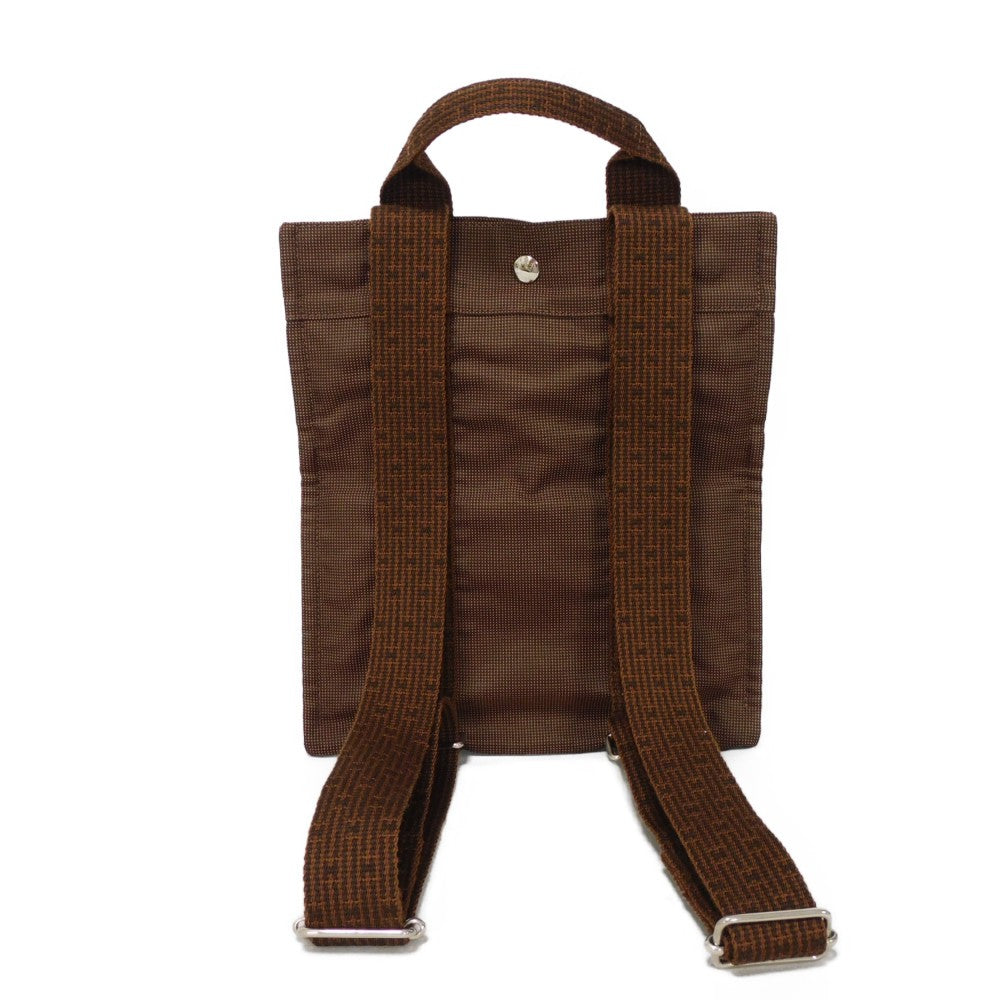 HERMES Backpack Nylon canvas (polyamide x polyester) Brown Serie button Her Line Sac Ad PM mens(Unisex) Used