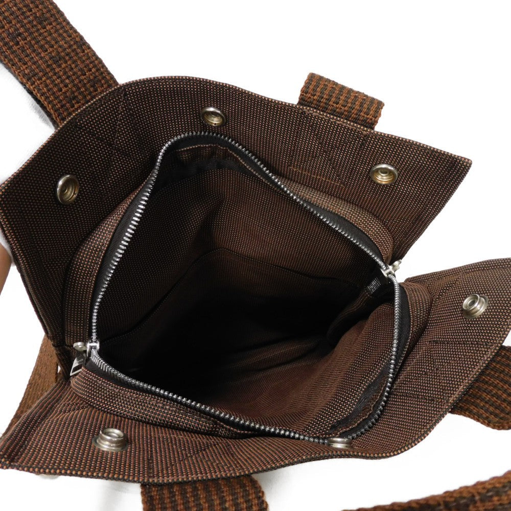 HERMES Backpack Nylon canvas (polyamide x polyester) Brown Serie button Her Line Sac Ad PM mens(Unisex) Used