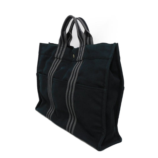 HERMES Tote Bag cotton Black x gray Serie button Fool Toe MM mens(Unisex) Used