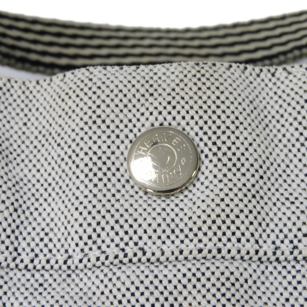 HERMES Tote Bag Cotton canvas Light gray Serie button New Fool Toe MM mens(Unisex) Used