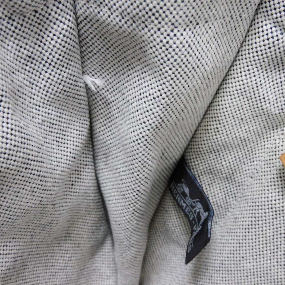 HERMES Tote Bag Cotton canvas Light gray Serie button New Fool Toe MM mens(Unisex) Used