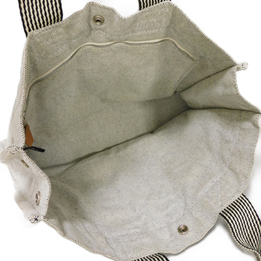 HERMES Tote Bag Cotton canvas Light gray Serie button New Fool Toe MM mens(Unisex) Used