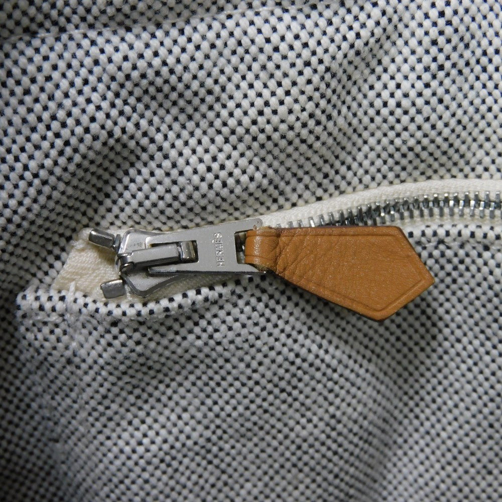 HERMES Tote Bag Cotton canvas Light gray Serie button New Fool Toe MM mens(Unisex) Used
