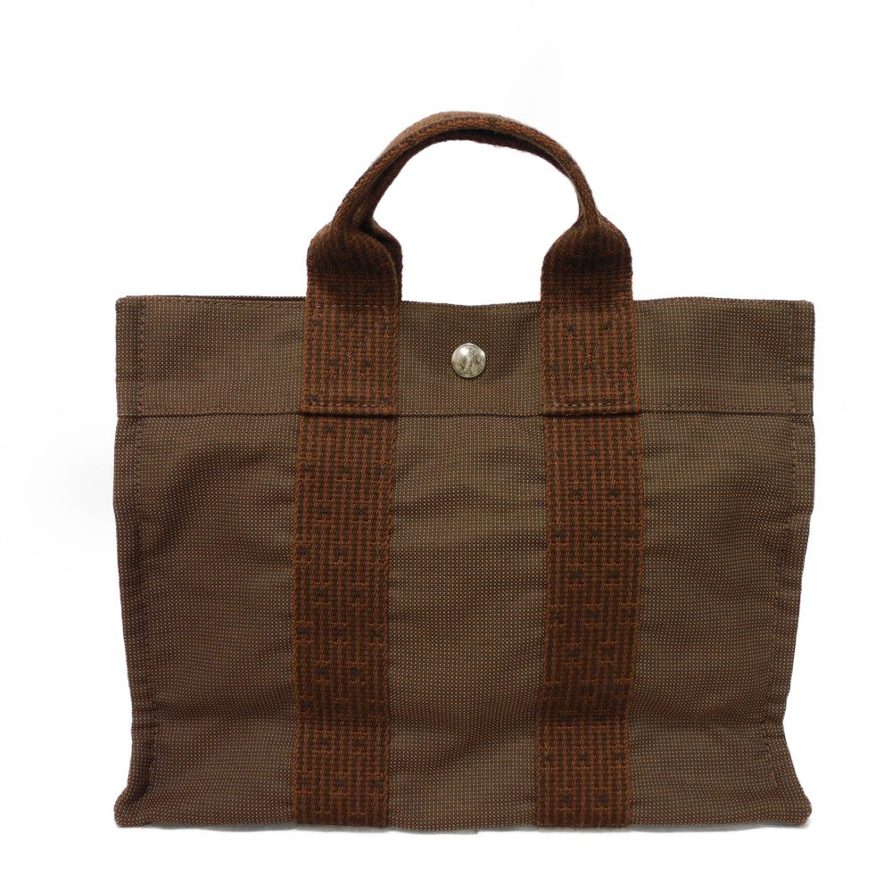 HERMES Tote Bag Nylon canvas (polyamide x polyester) Brown Serie button Her Line PM Tote mens(Unisex) Used