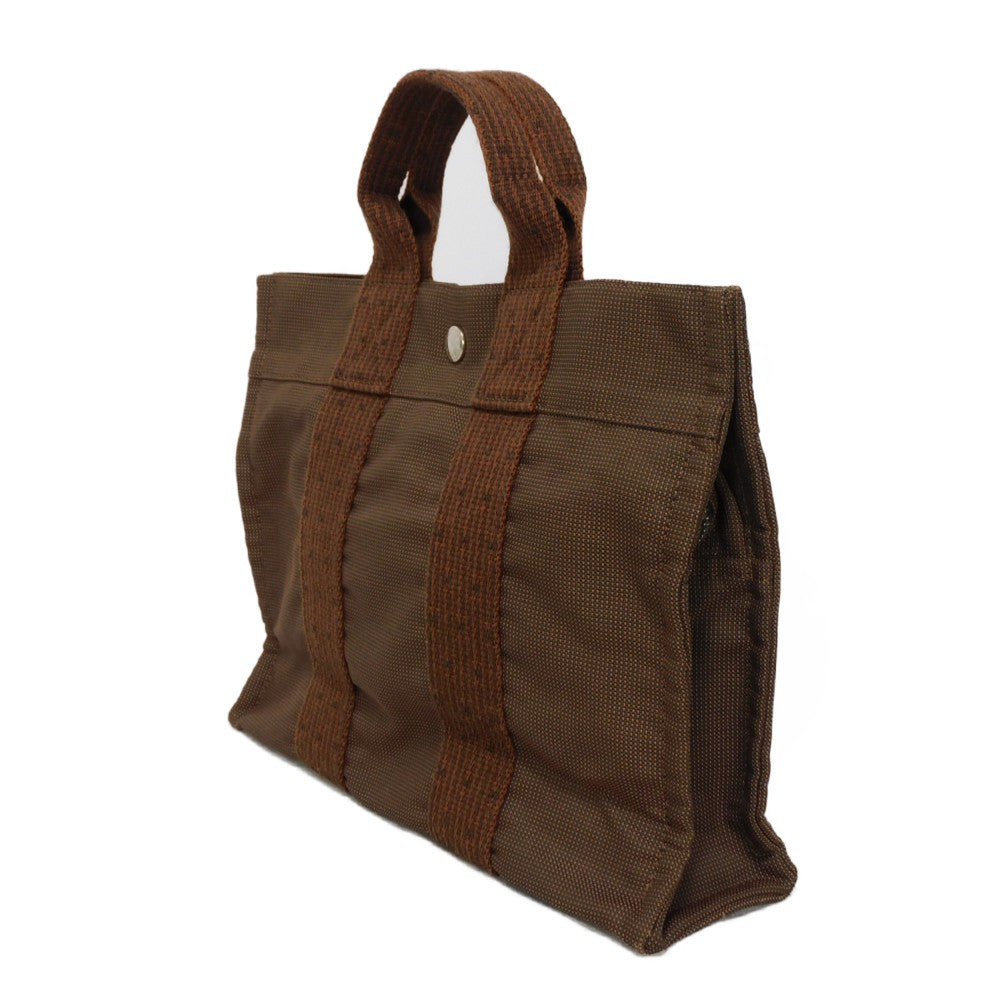HERMES Tote Bag Nylon canvas (polyamide x polyester) Brown Serie button Her Line PM Tote mens(Unisex) Used