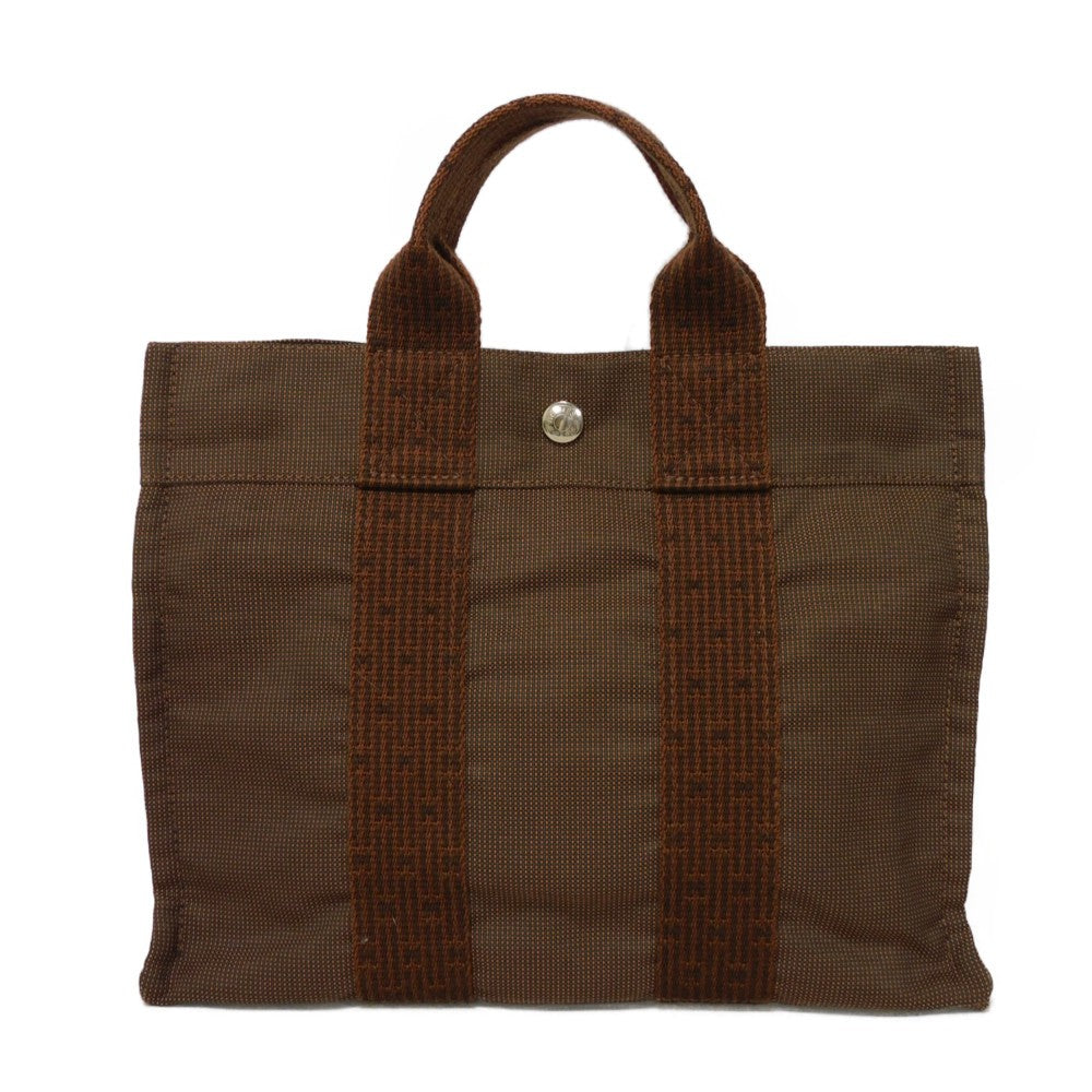 HERMES Tote Bag Nylon canvas (polyamide x polyester) Brown Serie button Her Line PM Tote mens(Unisex) Used