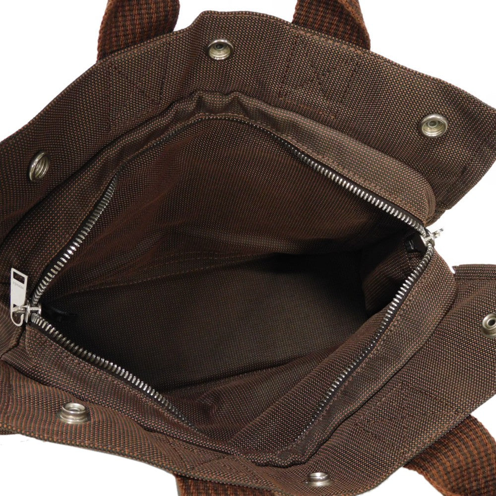HERMES Tote Bag Nylon canvas (polyamide x polyester) Brown Serie button Her Line PM Tote mens(Unisex) Used