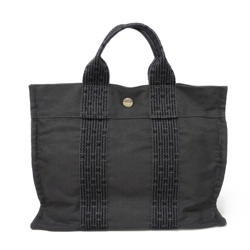 HERMES Tote Bag Nylon canvas (polyamide x polyester) Dark gray Serie button Her Line PM Tote mens(Unisex) Used