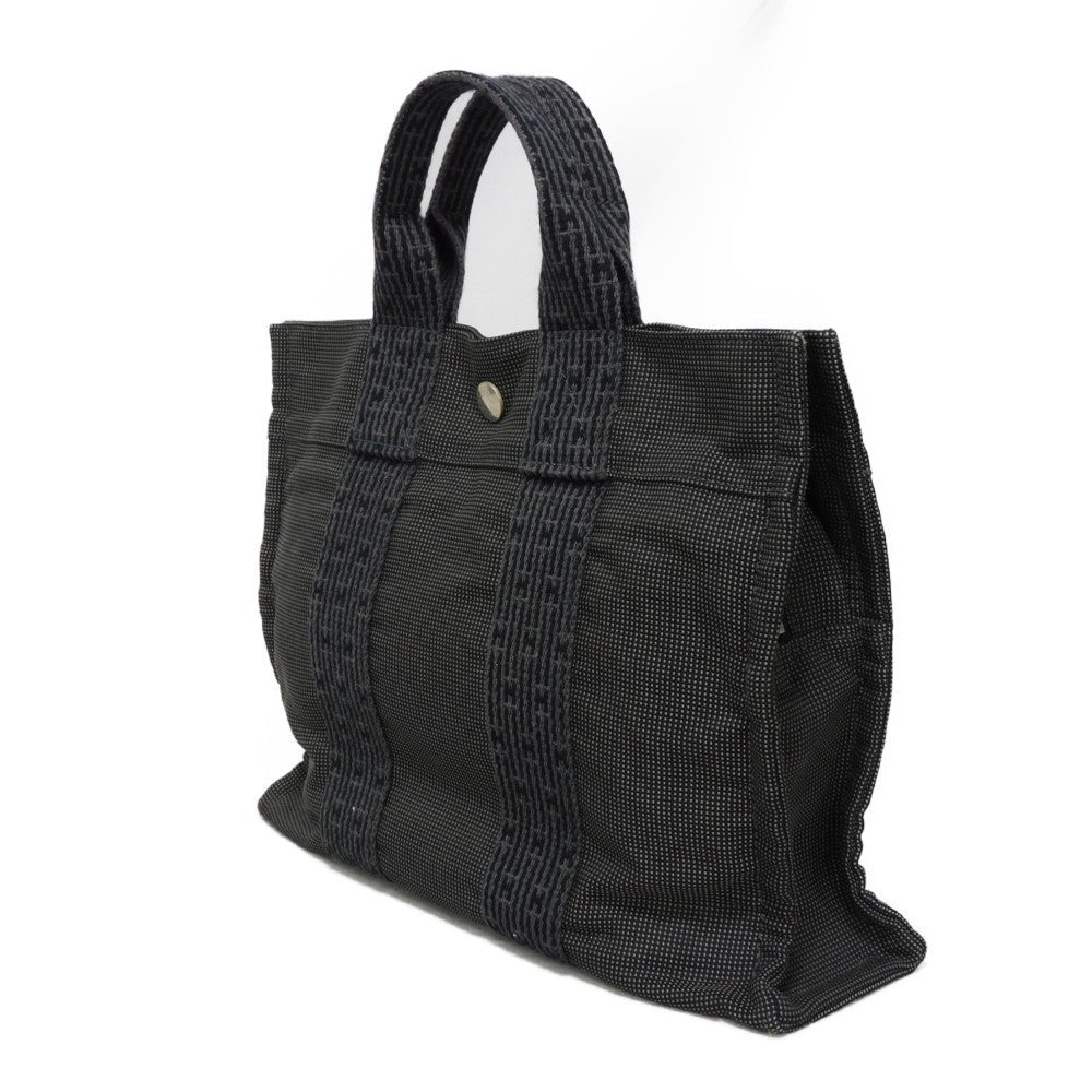 HERMES Tote Bag Nylon canvas (polyamide x polyester) Dark gray Serie button Her Line PM Tote mens(Unisex) Used