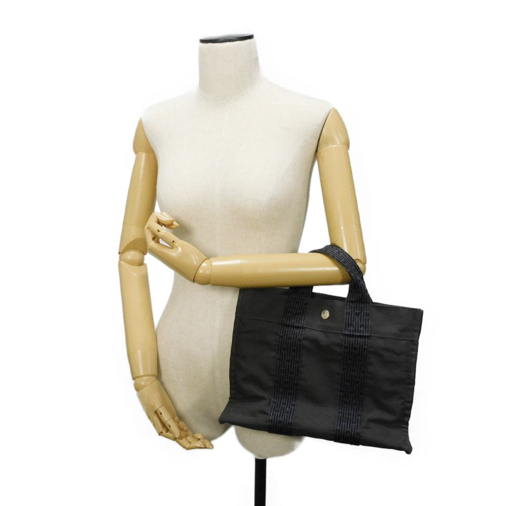 HERMES Tote Bag Nylon canvas (polyamide x polyester) Dark gray Serie button Her Line PM Tote mens(Unisex) Used