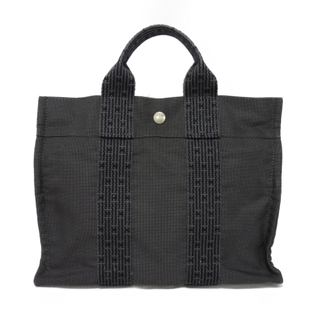 HERMES Tote Bag Nylon canvas (polyamide x polyester) Dark gray Serie button Her Line PM Tote mens(Unisex) Used