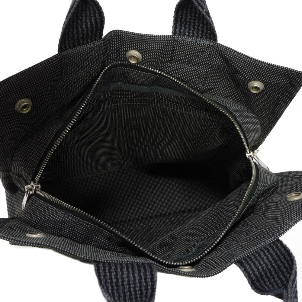 HERMES Tote Bag Nylon canvas (polyamide x polyester) Dark gray Serie button Her Line PM Tote mens(Unisex) Used