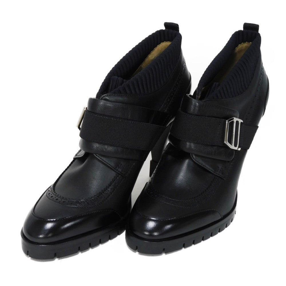 HERMES Booties Goatskin black Gillies Derby Spicy Women 37 1/2 Used