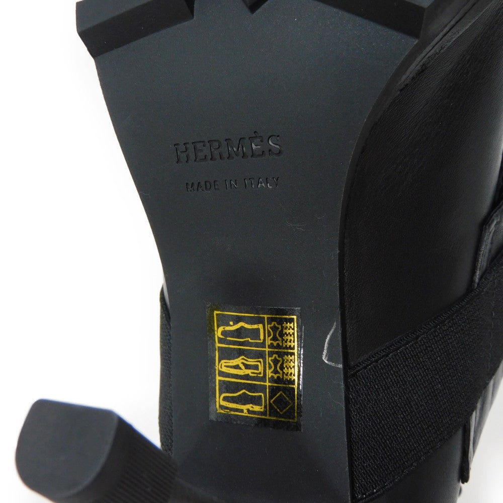 HERMES Booties Goatskin black Gillies Derby Spicy Women 37 1/2 Used