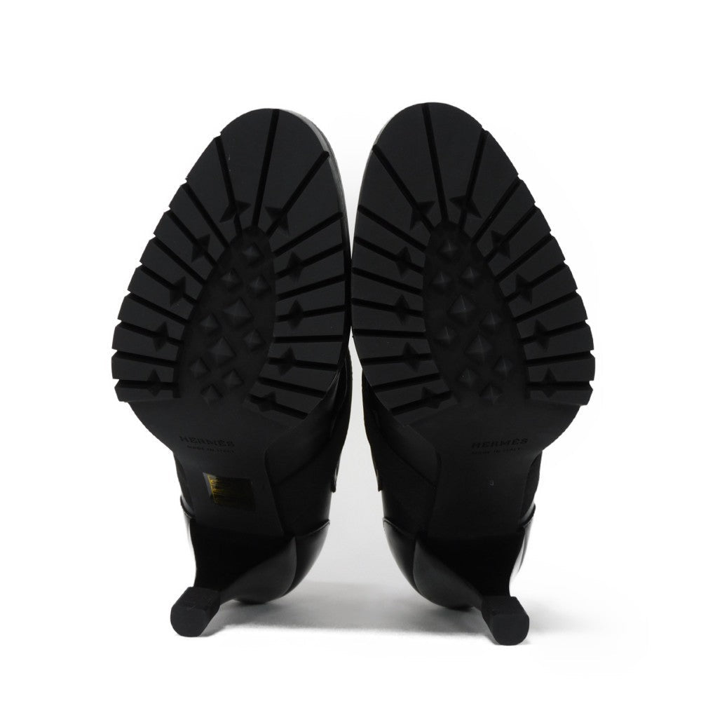 HERMES Booties Goatskin black Gillies Derby Spicy Women 37 1/2 Used
