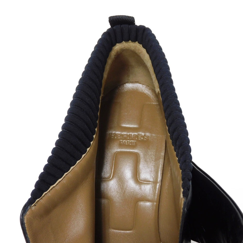 HERMES Booties Goatskin black Gillies Derby Spicy Women 37 1/2 Used