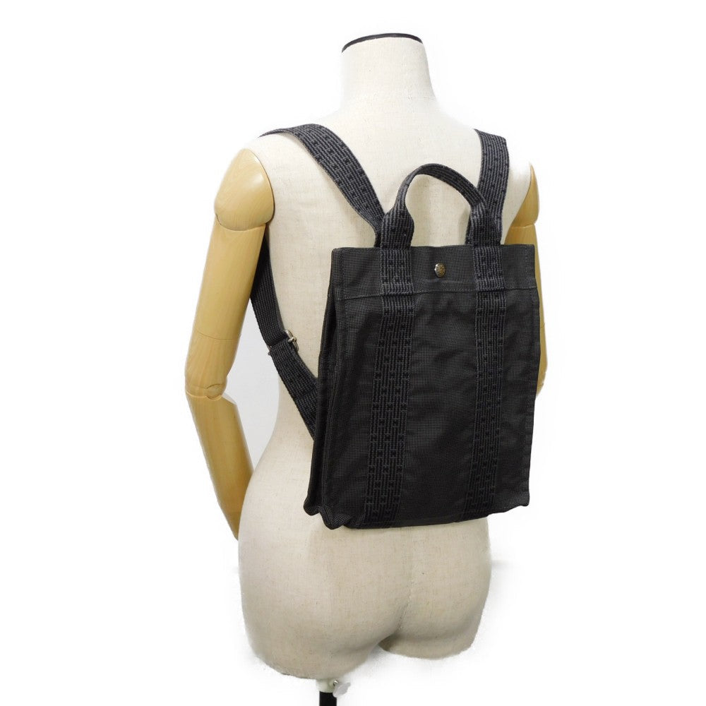 HERMES Backpack Nylon canvas (polyamide x polyester) Dark gray Serie button Her Line Sac Ad PM Women(Unisex) Used