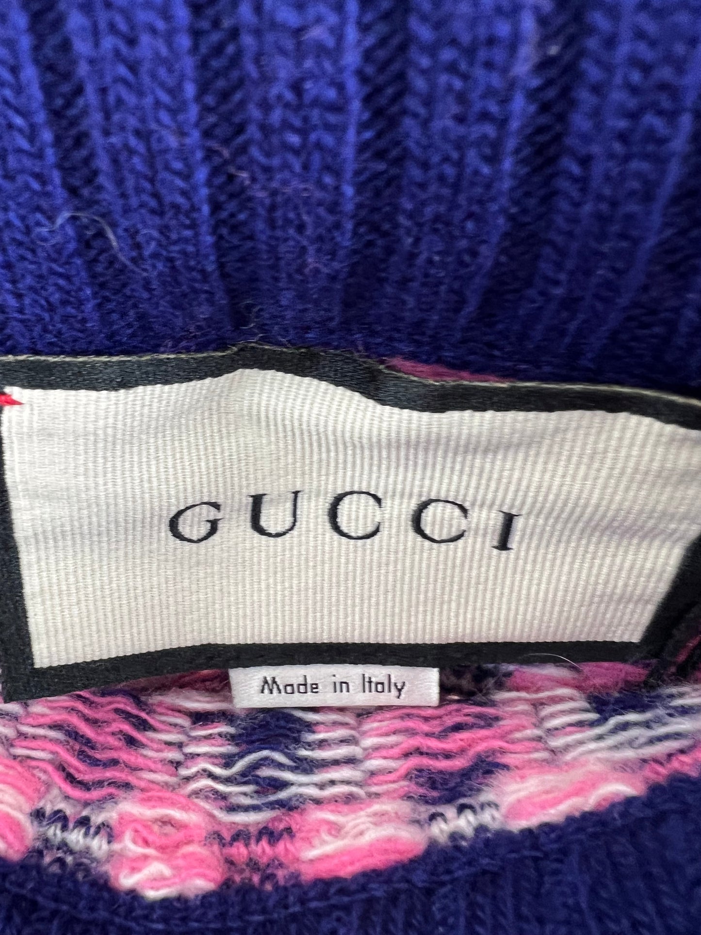 Gucci Pink, White and Purple Check Knitted Midi Skirt with Metallic Hem Size M (UK 10)