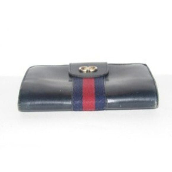 Gucci Navy Blue Leather with Red and Navy Sherry