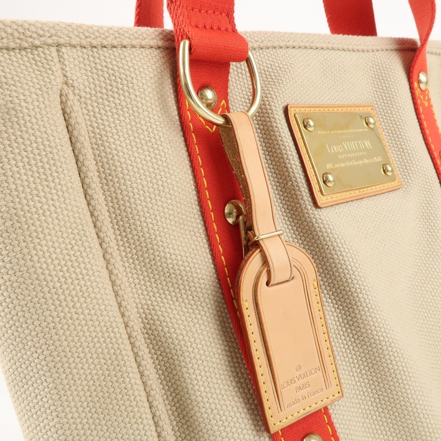 Louis Vuitton Antigua Cabas MM Tote Bag Hand Bag Rouge M40035